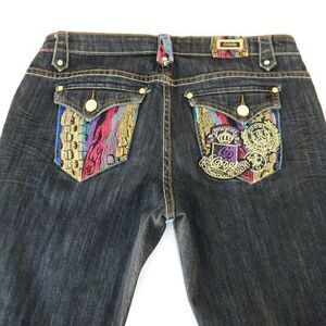 Coogi rainbow gold patches Blk jeans